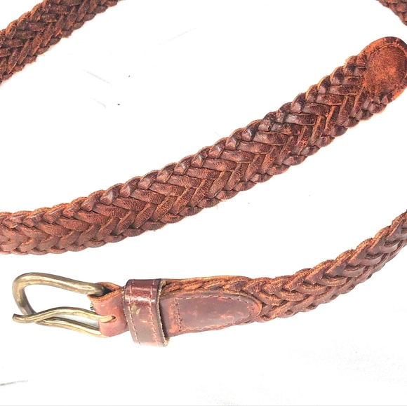 Genuine Leather Braided Belt With Bronze Colored Buckle - Picture 2 of 5